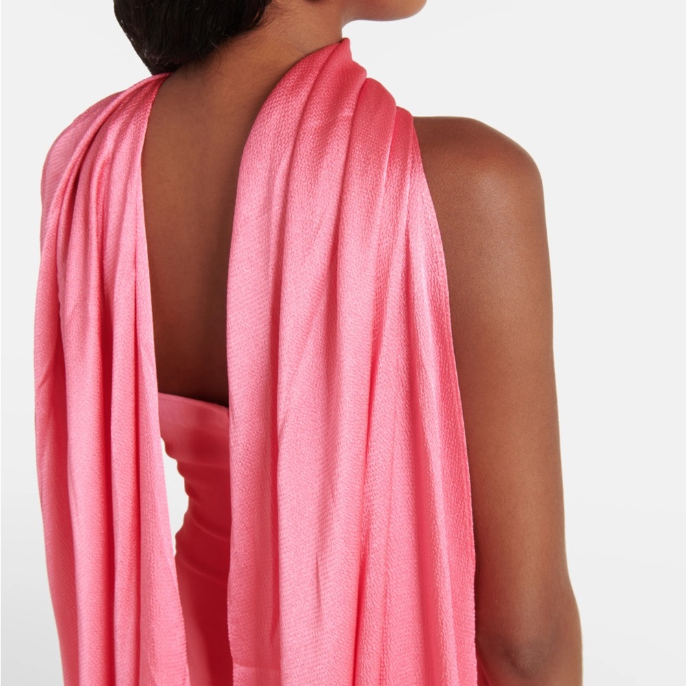 Solace London Ophelia Crêpe Gown Pink Halter Maxi Gown w/ Cape - Sz 6 - Like New - Picture 6 of 7